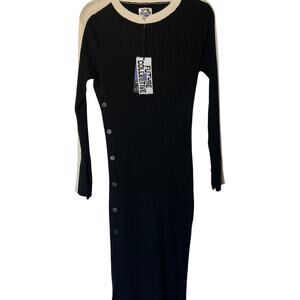 Future Collective Women's Black Ribbed Long Sleeve Sweater Dress - Medium - NWT